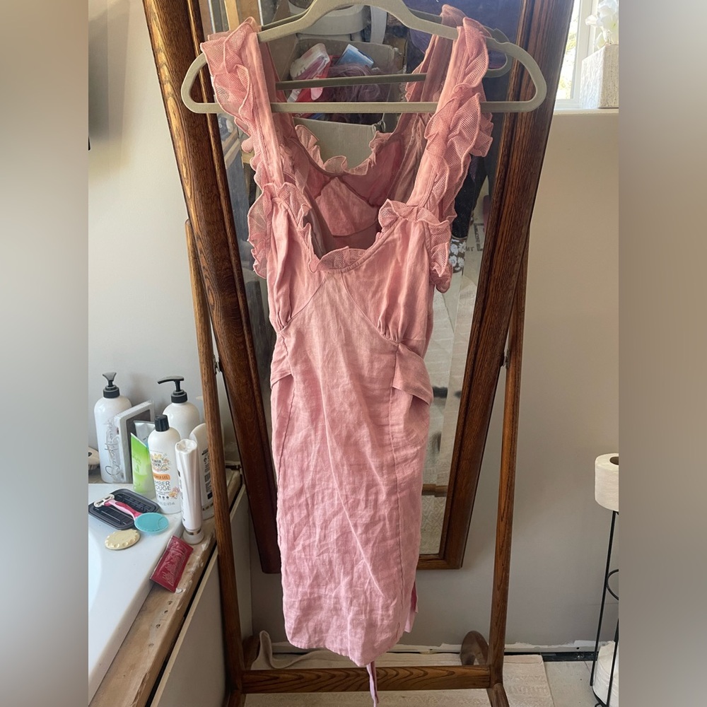 Free People Pink Ruffled Sleeveless Dress